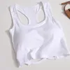 Kvinnors tankar Kvinnor Summer Casual Tank Tops Solid With Bh Pad Sexig Knit Y2K Camis Slim Streetwear O-Neck Sports Underwear Elastic