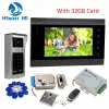 Doorbells 7" inch LCD Video Doorbell Monitor Intercom 1200TVL Outdoor Camera RFID Password Door Phone Unlock Intercom System SD Record