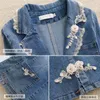 2024 Spring Autumn Women's Denim Giacca di jeans a maniche lunghe Over -Coat Denim Outwear Outwear Jeans Jackets 240320