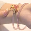 Bangle 2Pcs/Set Retro Jade Jingle Butterfly Jelly Color Bracelet Simple Glass Women's Chinese Jewelry Gift