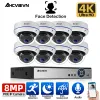 System 4K Ultra HD 8CH POE NVR Kit H.265 Face CCTV IP Camera Security System 8MP Dome IR Outdoor Night Vision Video Surveillance Kits