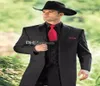 Vintage Western Tuxedos Cowboy Slim Fit Black Groom Suit Wedding Dinner Suit for Menprom Suit 3 sztuki jacketpantsvest7268411