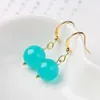 Boucles d'oreilles en peluche à la main 10 mm Aquamarine Perles 18K Gol