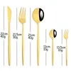 Dinnerware Sets AJOYOUS 30Pcs Cutlery Set Stainless Steel Red Gold Knife Fork Cake Spoon Mirror Flatware Kitchen Dinner Tableware