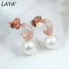 Earrings Laya 925 Sterling Silver High Quality Zircon True Natural Freshwater Pearl Earrings For Women Jewelry 2021 Trend