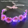 Party Decoration 10pcs Light Up Glow Flashing Women Girl Headband Floral Crown Flower Headpiece Bridal Halo Po Prop For Festival Wedding