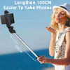 Sticks Wireless Bluetooth Compatible Selfie Stick med Fill Light Shutter Foldbar Mini Stative Remote Control för telefon iOS Android