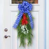 Decorative Flowers 4Th Of July Teardrop Wreath Patriotic Decor For Door Artificial Flower Decorations With Red White And Blue