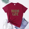Koszulki damskie Leopard Mom Life T-shirt Vintage Mother's Day Prezent Tshirt Camiseta Styl Mess Top koszulki graficznej