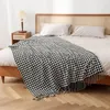 Blankets Nordic Style Sofa Bed Decorative Black And White Houndstooth Knitted Long Tassel Nap Cover Blanket 130x170 130x250cm