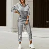 Spring Autumn Women Fashion Print Splicing Tracksuits Two Piece Sets 240326