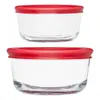 Anchor Hocking 14 pièces en verre transparent de la valeur de stockage alimentaire rond avec les couvercles rouges 240328