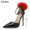 ポンプEilyken Plus 3542 Black Patent Leather Designer先のつま先スティレットポンプ