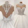 Dresses Luxury Ball Gown Wedding Dresses With Sheer neckline Cap Sleeves Beads Crystal Neck High Wedding Gowns Sexy Back Zipper robe de ma