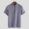 Chemises décontractées pour hommes Incerun Tops 2024 Chinois de style chinois Linn V-Neck Button Design Streetwear Male Blouse à manches courtes S-5XL