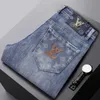 Дизайнерские мужские джинсы мода роскошная эластичная пчела бренд брюки брюки классический стиль мужской джинсовый отдых брюки большие дворы