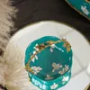 Plates Ceramic Painted Flower Brass Bird Handle Living Room Decorative Fruit Plate Luxury Copper With Porcelain Candy Ornaments