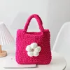 Häkeln gestrickte Handtasche Damenbeutel Puff Blume fertig süße Blume handgewebtes Bag Ice Bar Faden 240320