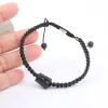 Bracelets 10pcs / lot Natural Black Tourmaline Stone Single Nugget Chip Leads Cordon noué Bracelet réglable Bijoux N0383JBC