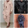 Kaftan Elegant African Mens Set 2 Pieces Outfits Long Sleeve Ethnic Tops and Pants Full Luxury Mens Suit Wedding Men Clothing 240328