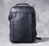 Backpack Fashion Korean Style Cowhide Leather Men Bagpack Hiking Rucksack Male Travel Daily Black M803