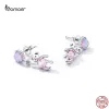 Bracelets bamoer 100% sterling sier love gouddes oreilles pour femmes mignons ours roses pendants boucles d'oreilles fin bijoux en gros en gros