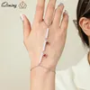 Link Bracelets QIMING Love Heart Pearl Rings Women Connecting Hand Harness Jewelry Red Finger Ring Bracelet Gift