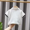 Sommar kortärmad baby pojke skjortor barn polo skjortor bomull barn pojkar färg matchande t-shirt småbarnskläder 240325