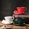 Xícaras pires de face criativo design de cerâmica xícara de café e pires