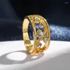 Cluster Ringe schillernde Mode Goldfarbe Verlobungsring für Frauen funkeln
