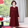 Casual Dresses Women's Autumn Winter Wedding Embroidery Noble And Middle-Aged Female Western Style Mother Dress