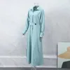 Sukienka dla kobiet w dużych rozmiarach Autumn Solid Casual V szyja Lapel Long Rękaw Elegancki dres spódnica kieszonkowa dama sukienki o mocy 240323