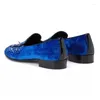 Chaussures habillées de luxe bleu luxe en velours