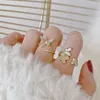 Clusterringe Koreanisch Einzigartige zarte süße Schmetterling offen für Frauen Mädchen Gold Farbe Minimalist Finger Ring Mode Schmuck