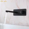 Robinets d'évier de salle de bain robinet noir mate intégré une clé de température de la température bouton classique mur et froid