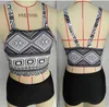 Women's Swimwear Women Black White Color Print Two Pieces Bikini Swimsuit High Waist Bathing Tops For Summer Party Beach Y045