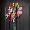 Decorative Flowers Y1UU Easter Garlands Wall Sticker Baby Kids Living Room Flower Wreath Home Window Front Door Decor 2024 Spring Party