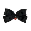 Fournitures de fête élégantes Sweet Girly Ruffled Bow Hair Clip Bowknot Strawberry Ribbon Bunches