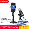 Microphones K2 USB Sound Card Mixer chantant la réduction du bruit Portable Microphone Voice BM800 Diffusion en direct pour le jeu d'enregistrement de l'ordinateur téléphonique