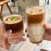 Wine Glasses Vintage Embossed Glass Cup Korea Transparent Milk Coffee Cups Round Juice Water Flower Pattern Breakfast Mug