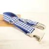 Hundekragen gravierter Kragen Blau Plaid Haustierleine Gurte Verstellbare Halskette mit Fliege personalisierte Namensschilds Labrador