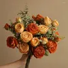 Fiori decorativi pacchetti di rose artificiali forniture per matrimoni simulate decorazioni per la casa