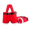 Gift Wrap Christmas Pants Handbag Candy Chocolate Wine Bottle Holder Bag Portable Santa Trousers Gifts Bags Package Xmas Decorations