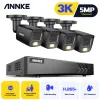 Sistema Annke 8ch 5mp Lite Video Security System CCTV Kit com 3k 4x 5mp Câmeras de vigilância à prova d'água de Mic 4x 5mp