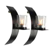 Candele 2pcs/set di ferro da ferro romantico decorazioni per matrimoni di Natale soggiorno in vetro per feste di compleanno artigianato con la parete sconce