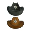 Berets Star Badge Decors Sunproof Cowboy Hat Camping Party Justering rep tonåringar topp med stor randen