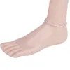 Anklets Elastische strass Decorated Women's Girls Metal Anklet enkelarmbandketen (zilver)