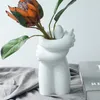 Vases Résumé Corps Céramique Vase Blanc Figure Sculpture Artisanat Arrangement de table de table Arrangement de fleurs salon décoration de maison