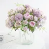 Fleurs décoratives 7heads Rose Bouquet Artificiel Fleur de fleur artificielle Hortensia Peony Fake Plants Wedding Bridal Hand Party Home Centres