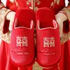 Slippers Couples Home Slipers For Webbing Winter Red Men's Cotton Shoes Women's Bedroom Flat Slipper Plush House Slides